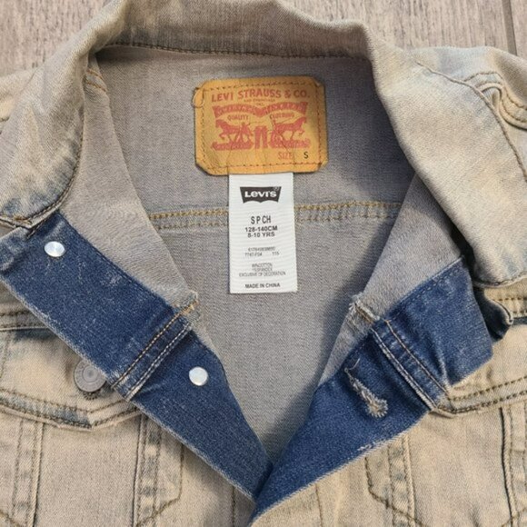 Levi's girls light wash denim jean jacket heavy button down size S 8-10 years - Picture 5 of 9